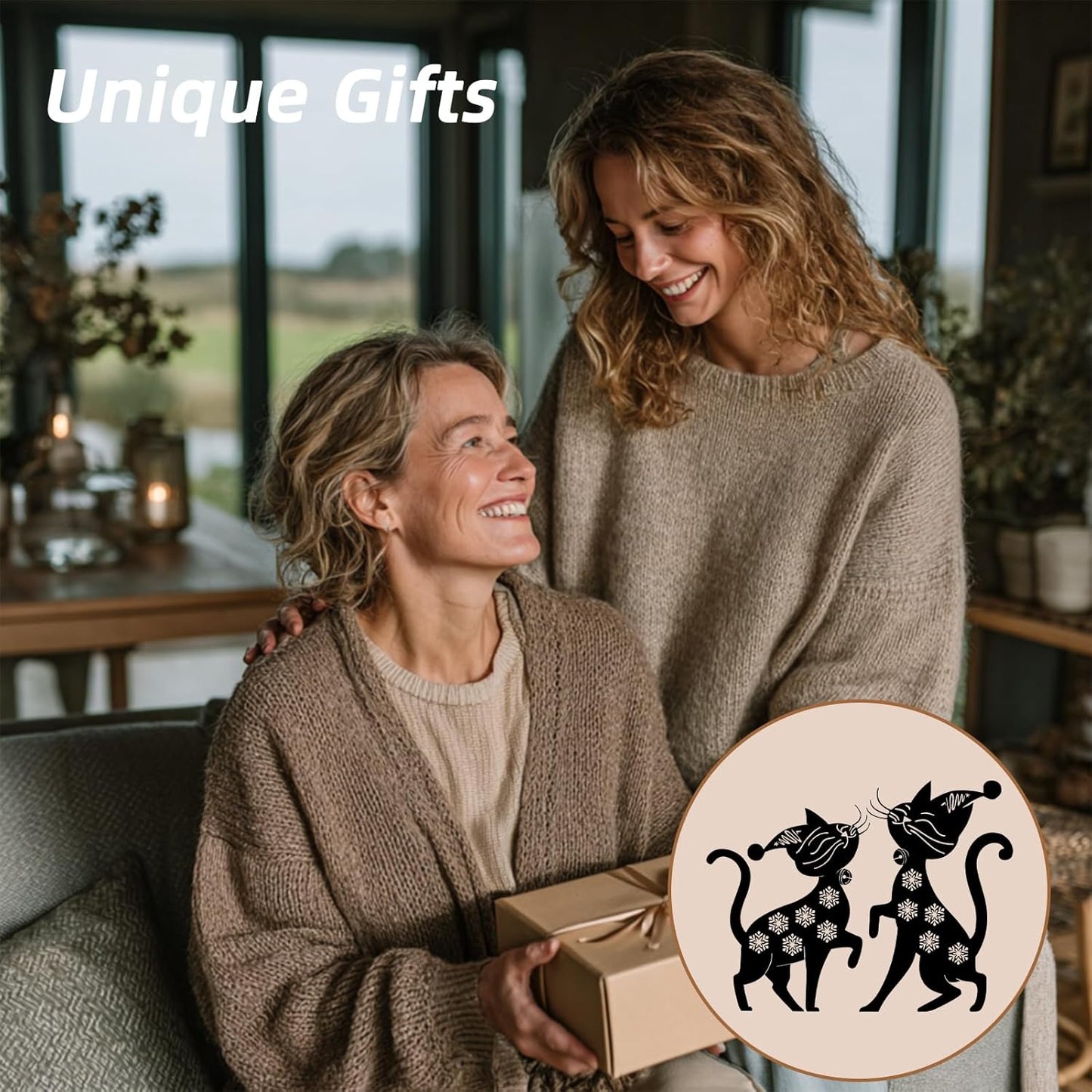 Metal Playing Cat Garden Decor for Outside (2 Pack), 14" Yard Art Stakes,Unique Gift for Kitty Lovers, Outdoor Lawn Statues and Weather Resistant Yard Art