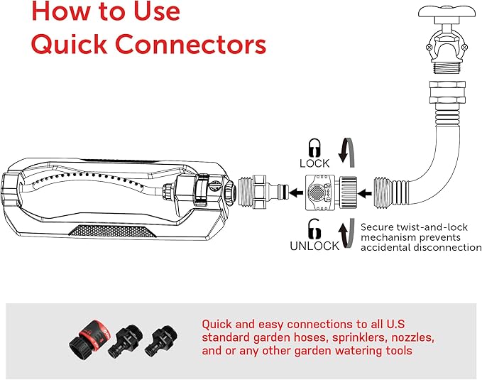 Eden 96214 Sprinkler,18 Precision Nozzles, Range Control, Lawn & Garden Watering W/Quick Connect Starter Set