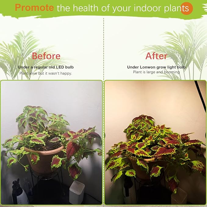 LED Grow Lights for Indoor Plants Full Spectrum Grow Light Bulbs for Plant Lights for Indoor Growing, Grow Light Bulb for Indoor Plant Light Bulb for Regular Lamp, E26 Grow Bulb, Pack of 1