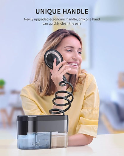 Water Powered Ear Cleaner, Electric Ear Wax Removal Kit, Ear Irrigation Kit with Sewage System and 4 Clean Mode, Safe and Effective Ear Flushing Kit for Adults with 3 Ear Tips - Black