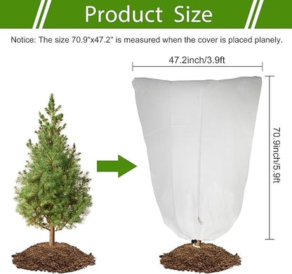 4 Pack Plant Covers Freeze Protection for Winter, 70.9''×47.2'' Frost Cloths for Outdoor Plants Cold Weather Blankets with Zipper Drawstrings