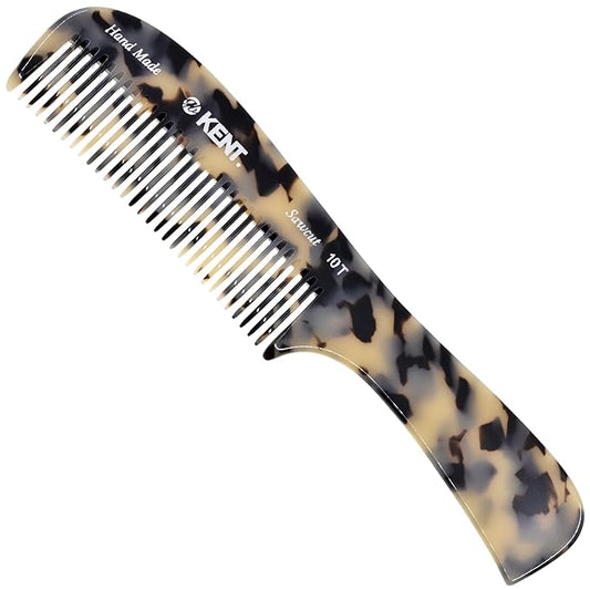Kent 10T TW Large Handmade Wide Tooth Detangling Rake Comb - For Curly, Wet or Dry Thick Hair - Smooth and Comfortable