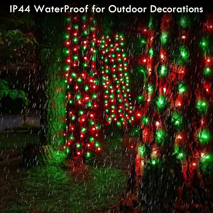 Upgraded Connectable 200 LED Christmas String Lights Outdoor Indoor, 66FT Red and Green Christmas Lights 13 Modes, Waterproof Twinkle Fairy Lights Plug in Clear Wire for Tree, Bedroom Decoration