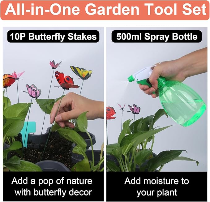 Vertical Planter, 7 Tier Stackable Strawberry Planter with Garden Tool Set, Movable Indoor/Outdoor Garden Herb Pot for Growing Vegetables and Succulents, Dark Gray