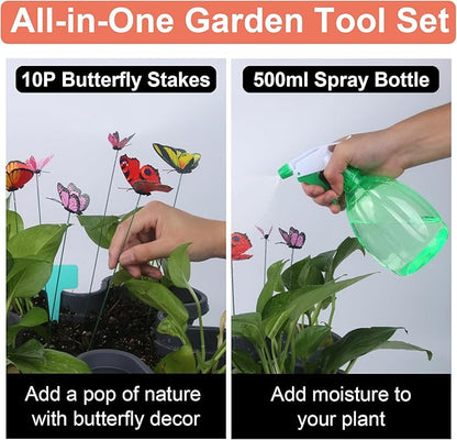 Vertical Planter, 7 Tier Stackable Strawberry Planter with Garden Tool Set, Movable Indoor/Outdoor Garden Herb Pot for Growing Vegetables and Succulents, Dark Gray