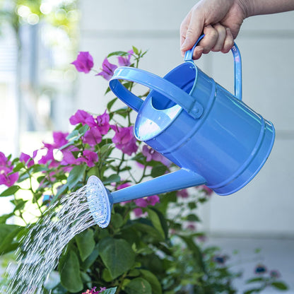 Sungmor 1.5 Liter Small Bright Blue Watering Can for Indoor Outdoor Plants, Cute Little Kids Gardening Watering Cans, Lightweight Portable Metal Watering Can, Anti-Rust Pretty Bucket Watering Device