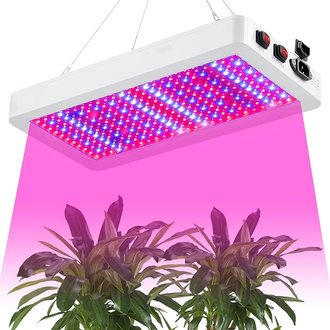 B1000W LED Plant Grow Light Dimmable,Best Grow Lights for Indoor Plants Full Spectrum, Seed Starting Seedlings Vegetable Hanging Growing Lamps, Double Switch Grow Light for Indoor Plants