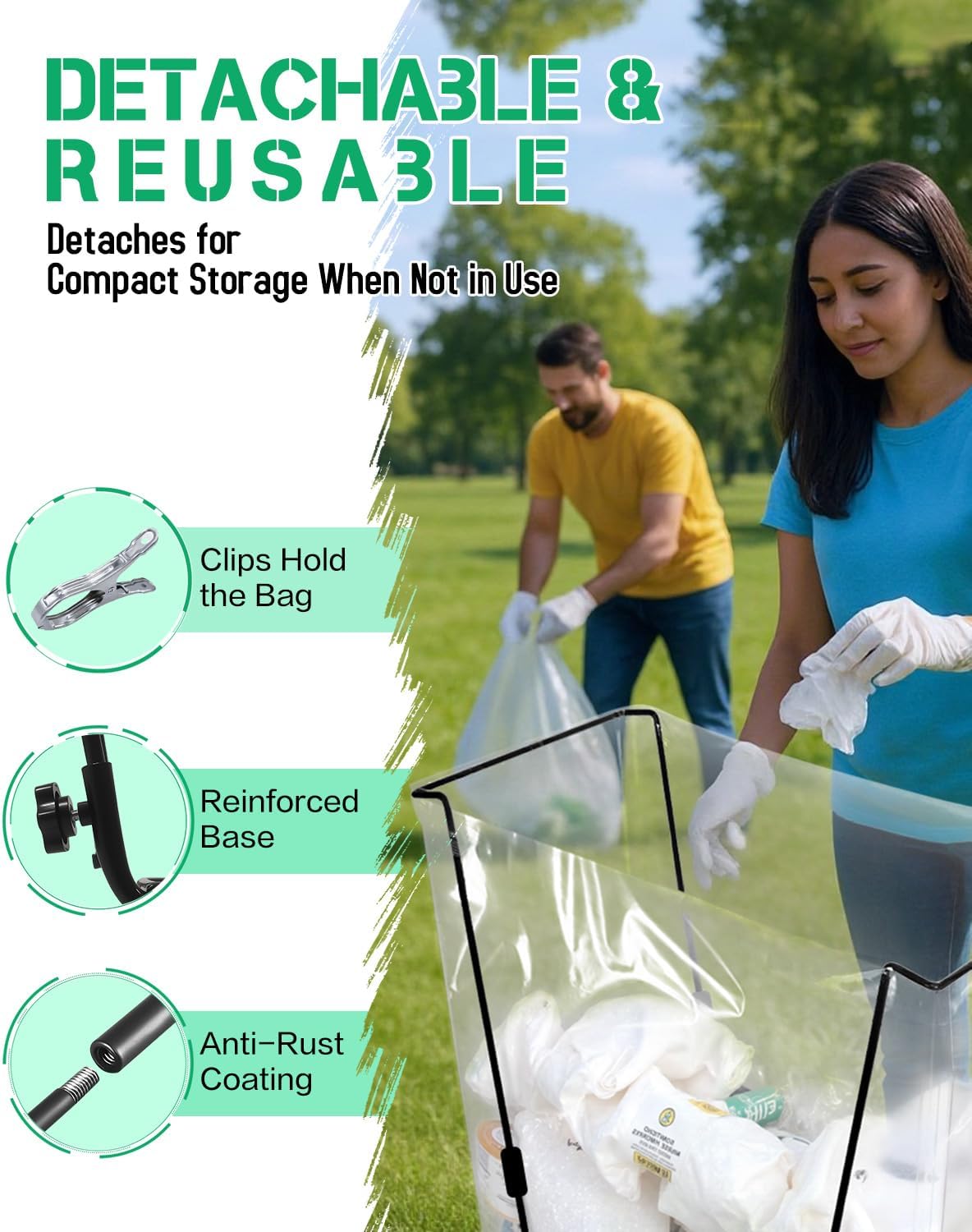 Joyhalo Outdoor Trash Bag Holder Stand - 2 Pack Heavy Duty Metal Garden Garbage Bag Support Frame for 30-45 Gallon Capacity, Multi-Use Portable Yard Leaf Bag Stand