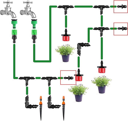 1/4" Drip Irrigation End Plug Fittings, 60 Pieces Drip Barbed End Cap Connectors for 1/4 Inch Irrigation Tubing, Drip Line Goof Plugs for Garden Lawn Systems