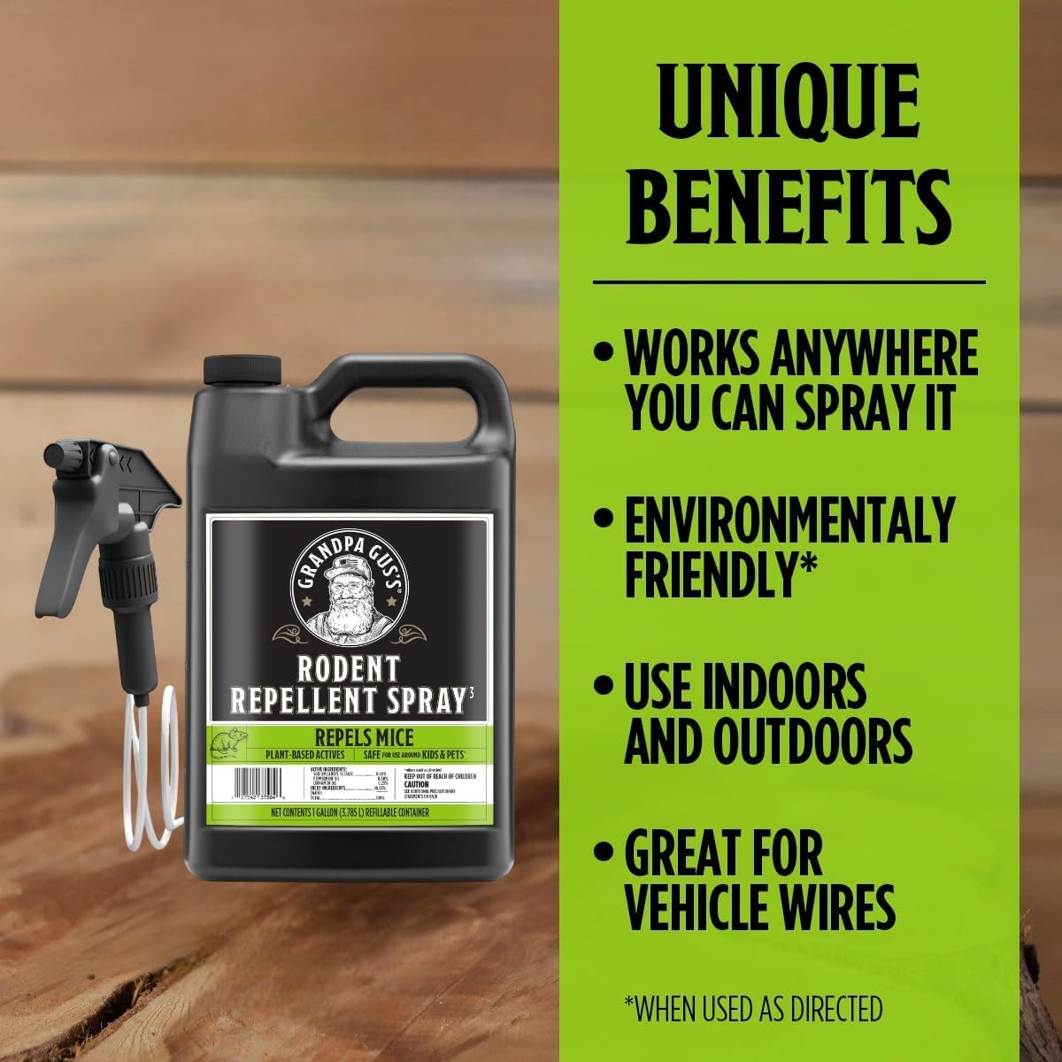 Grandpa Gus's Rodent Repellent Bundle: 1 Gallon Ready-to-Use Spray with Sprayer and 4 oz Super Concentrate (Makes 1 Gallon) for Natural and Effective Rodent Defense in Home and Garage