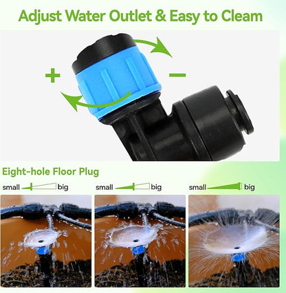 20PCS Drip Emitters for 1/4" Drip Irrigation Tubing, Drip Irrigation Emitters with Stake Adjustable 360 Degree Water Flow Drippers Garden Irrigation Drippers for Garden Patio Lawn Flower Bed