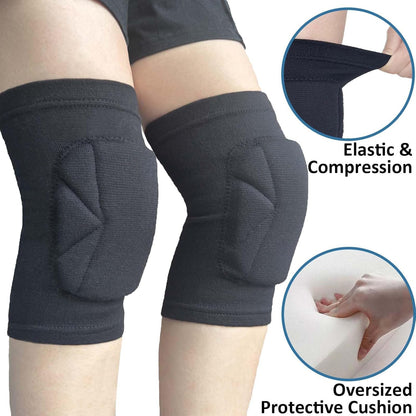 Soft Knee Pads for Dancing - Adult Kneepads for Football, Volleyball, Wrestling- Elastic and Shock-Absorbing Knee Compression Sleeve for Skating, Cycling, Mountain Biking & Working, Black XL