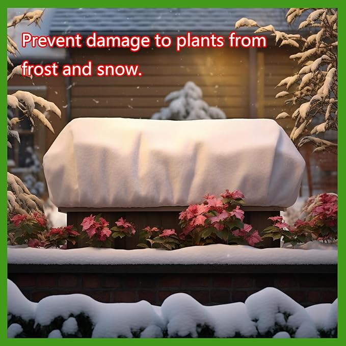 Plant Cover Freeze Protection, Winter Plant Covers, Plant Frost Cover, Tree Plant Freeze Protection Covers, Planter Plant Winter Frost Blanket with Zip Drawstring,4 Pack (59x17.7x15.7INCH)
