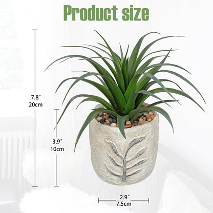 Hollyone 2 Pack Small Artificial Succulents Plants Potted Fake Spiked Succulent Plant in Rustic Pot Mini Faux Plant Agave Aloe Plant Indoor for Office Desk Farmhouse Home Table Shelf Boho Decor