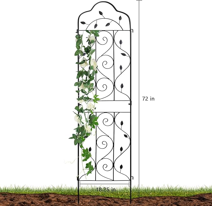 hogardeck 4 Packs 60 * 18 inch Metal Garden Trellis for Climbing Plants Outdoor,Heavy Duty,Black Coating Rustproof Trellis for Rose, Vegetable, Flowers, Expandable,Perfect for Training Climbing Plants