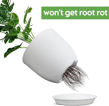 Plant Pots 8 Inch Set of 4, Flower Pots with Multi Mesh Drainage Holes, Planters for Indoor Outdoor Garden Plants and Flowers (Multicolor)