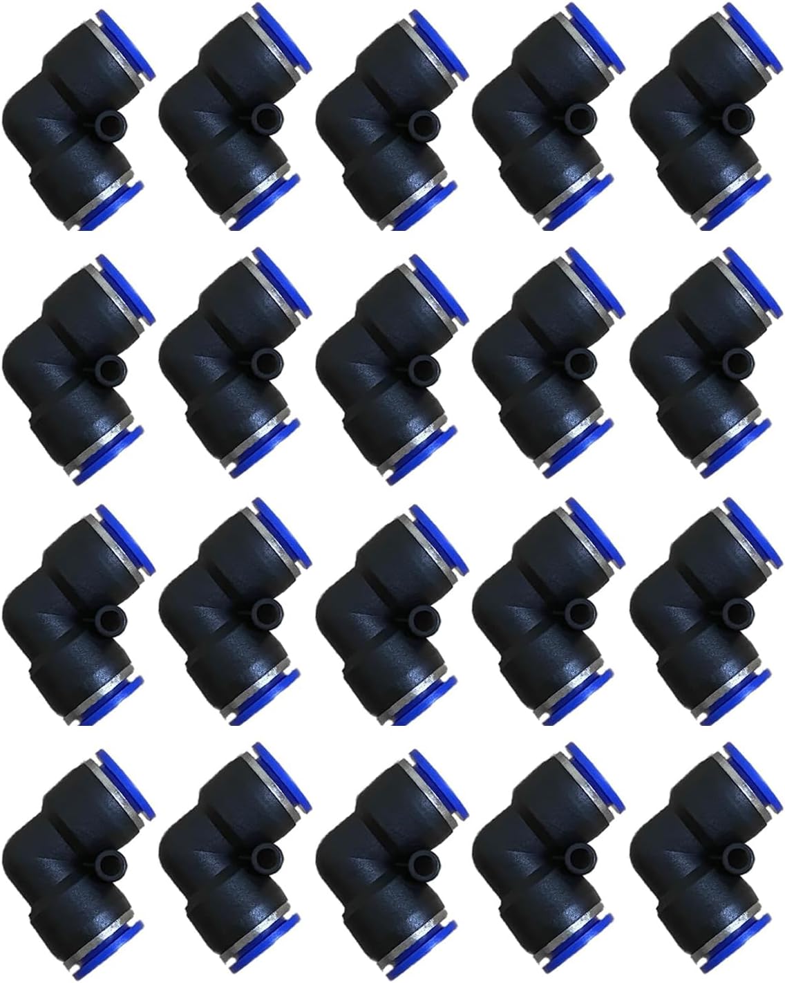 1/4" Od Air Line Elbow Union, Push To Connect Air Fittings, Push Elbow Push Air Fitting (20 Pack)