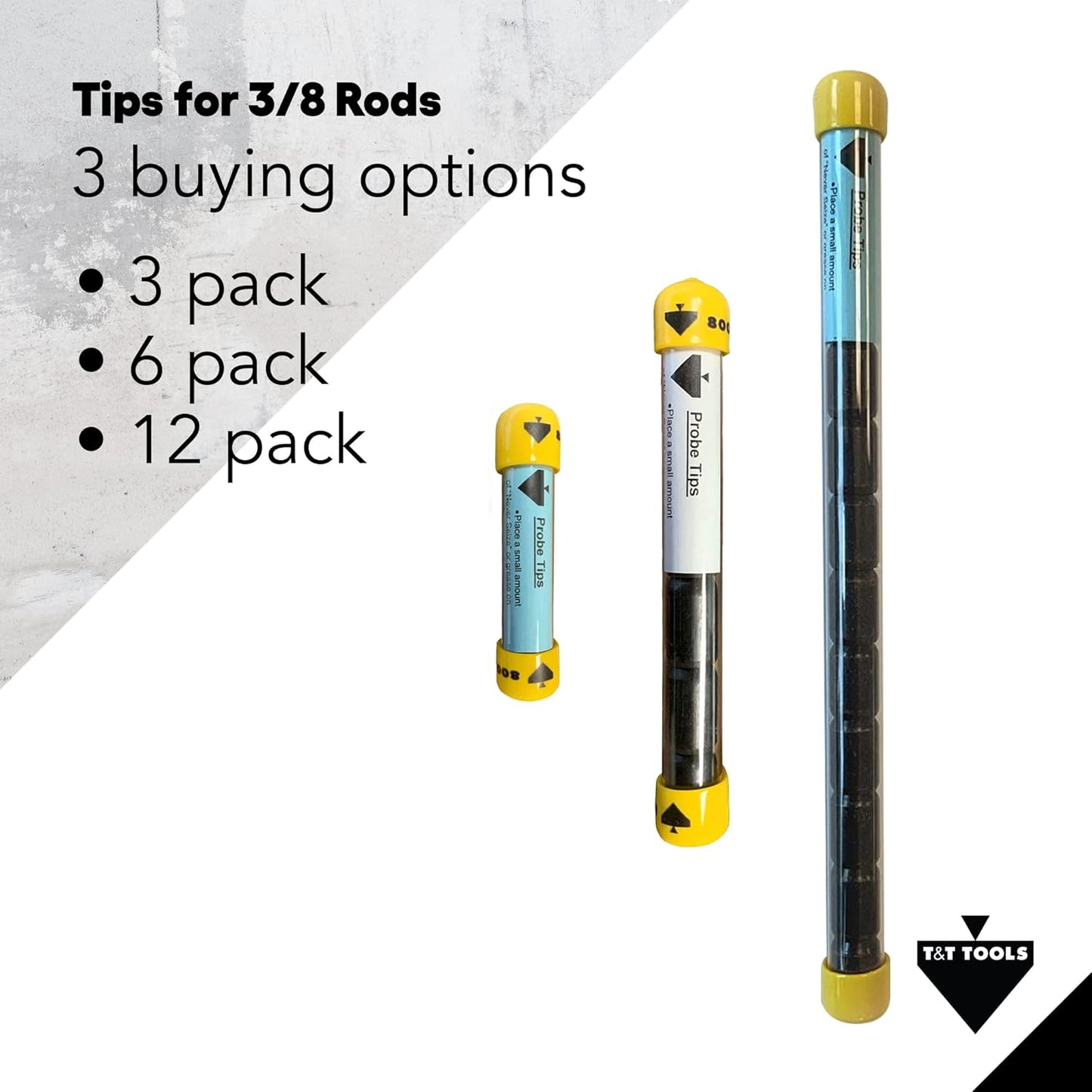 T&T Tools Standard Replacement Tips for 3/8" Soil Probe Rods - Compatible with Smart Stick & Mighty Probe - Ideal for Locating, Plumbing, Landscaping & Gardening Tools - Durable Metal Rod Tips,12-Pack