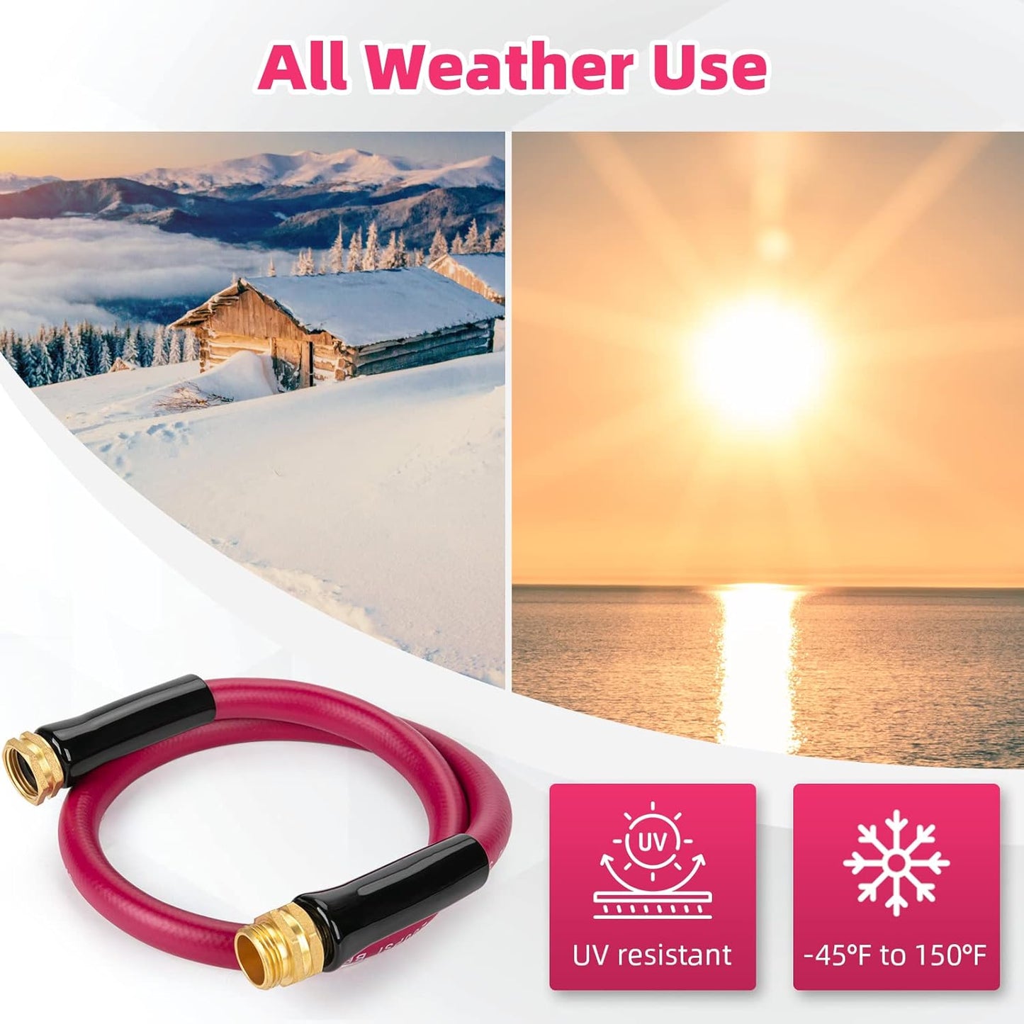 WELLUCK Garden Hose 5/8 in x 3 ft, Heavy Duty Durable Anti Kink Flexible Garden Water Hose for Drinking Water Safe BPA Free, All-weather Lightweight Water Hose for Garden RV Camper Marine