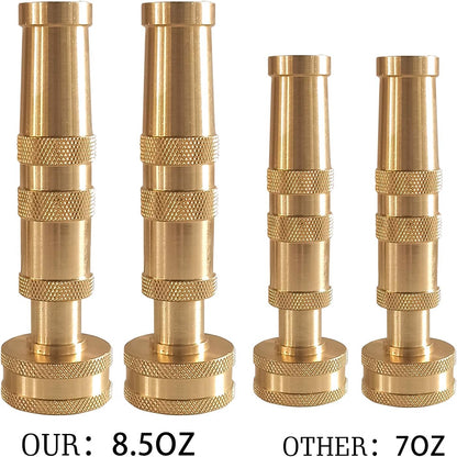 Hourleey Adjustable Twist Hose Nozzle, 4" Heavy-Duty Brass Hose Nozzle with 10 Garden Hose Rubber Washers, 2 Pack