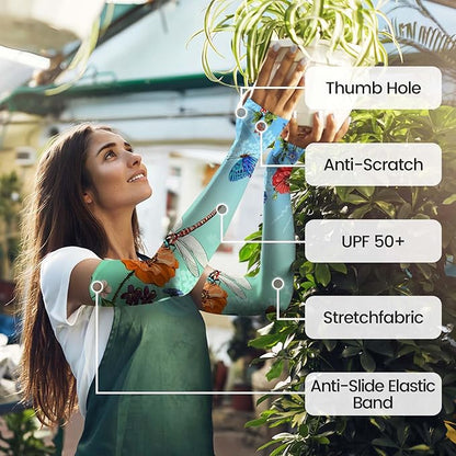 Gardening Sleeves Farm Sun Protection Arm Cooling Sleeves Thorn Proof Garden for Women Men with Thumb Hole
