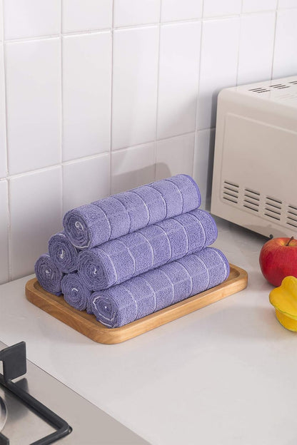 Microfiber Dish Towels - Soft, Super Absorbent and Lint Free Kitchen Towels - 8 Pack (Lattice Designed Purple Colors) - 26 x 18 Inch