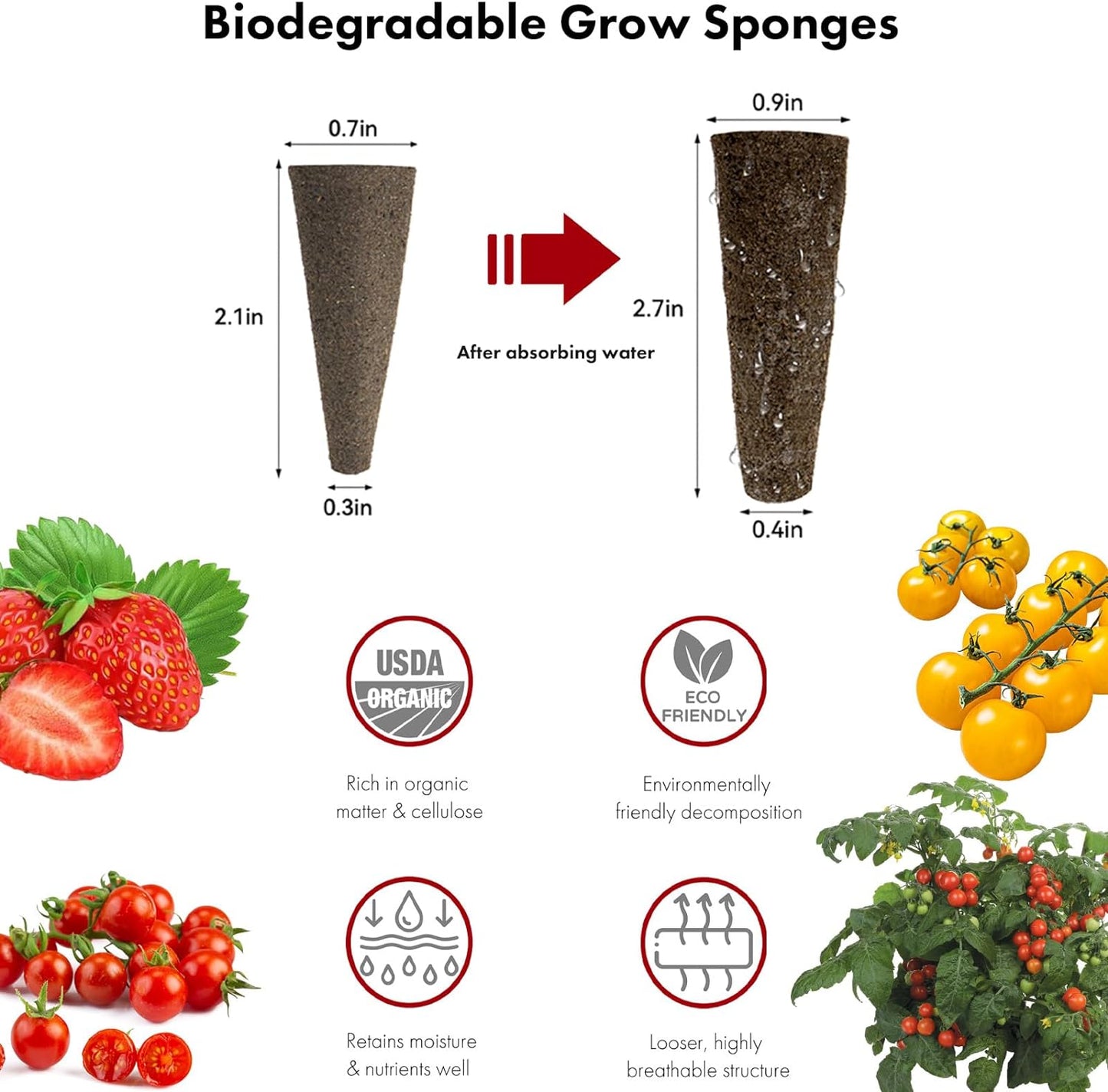 Strawberry Seed Pods for AeroGarden, Ahopegarden, iDOO Hydroponics Growing System, 350 Seeds+ Germination Including Red Cherry Tomato Golden Cherry Tomato, White Strawberry, Red Strawberry (7-Pods)
