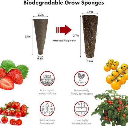 Strawberry Seed Pods for AeroGarden, Ahopegarden, iDOO Hydroponics Growing System, 350 Seeds+ Germination Including Red Cherry Tomato Golden Cherry Tomato, White Strawberry, Red Strawberry (7-Pods)