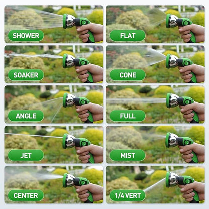 Garden Hose Nozzle Sprayer: 2 Pack 10 Watering Patterns Spray Nozzles Heavy Duty Metal Hose Head Hose Attachment, Thumb Control On Off Valve
