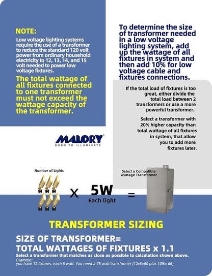 MALORY Brass Landscape Spotlight,12V AC/DC Low Voltage LED Landscape Lighting,Waterproof Spot Up Light for Garden,Patio and Yard (10-Pack with Bulb)