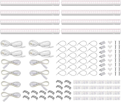 Barrina Grow Lights for Indoor Plants, Full Spectrum Sunlight, 1ft Plant Light for Indoor Growing, LED Grow Light Bulbs, T5 Grow Light Strip, Plug and Play, Pinkish White, 8-Pack