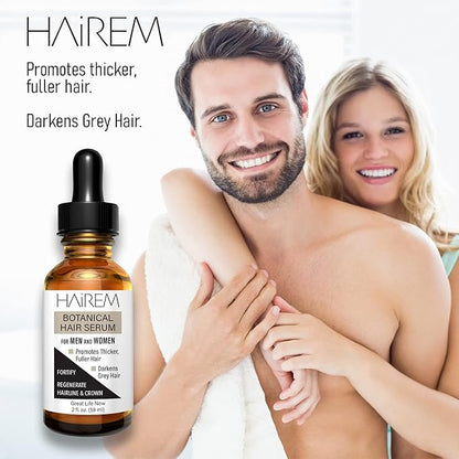 HAiREM™ Botanical Hair Serum, Promotes Hair Growth, Thicker & Fuller Hair, Darkens Grey Hair, For Men & Women - 2oz (3 Bottles)