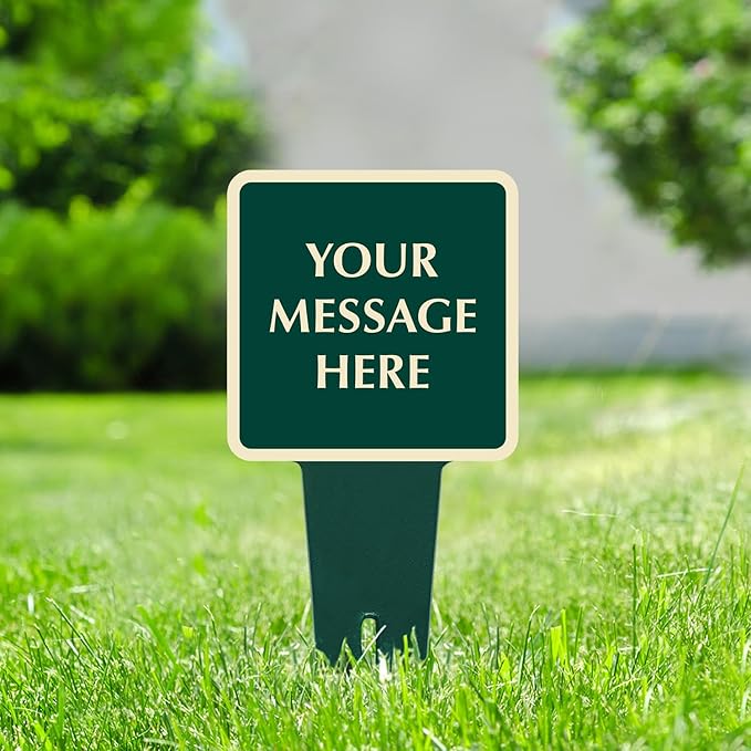 SmartSign Custom Yard Stake Sign - Add Your Message, 6" x 12", 120 mil Aluminum Composite with Overcoat for Outside, Square Shape with Integrated Ground Stakes, Reflective Option, USA-Made