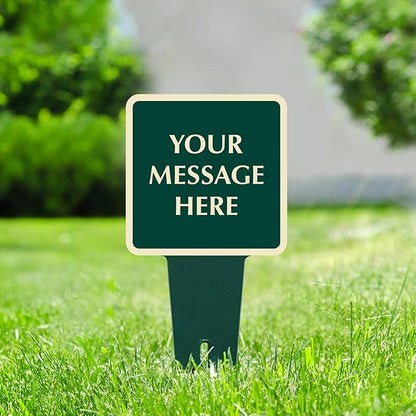 SmartSign Custom Yard Stake Sign - Add Your Message, 6" x 12", 120 mil Aluminum Composite with Overcoat for Outside, Square Shape with Integrated Ground Stakes, Reflective Option, USA-Made