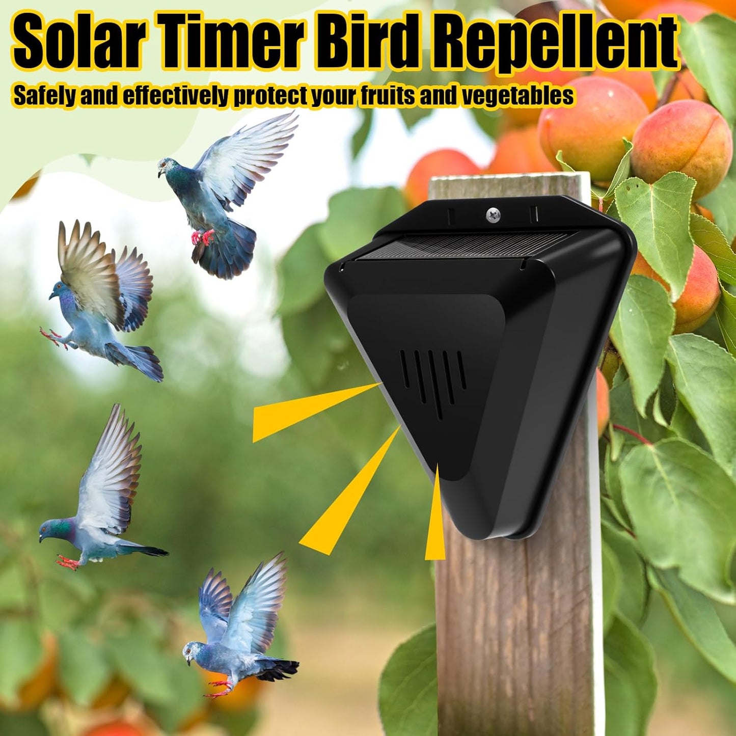 Qualirey 6 Pack Solar Animal Repeller Outdoor Alarm Deterrent Sound Dog Barking Alarm 13 Sounds 130db Loud Noise Maker Daytime Working Deer Skunk Raccoon Repellent for Home Villa Yard Farm (Black)