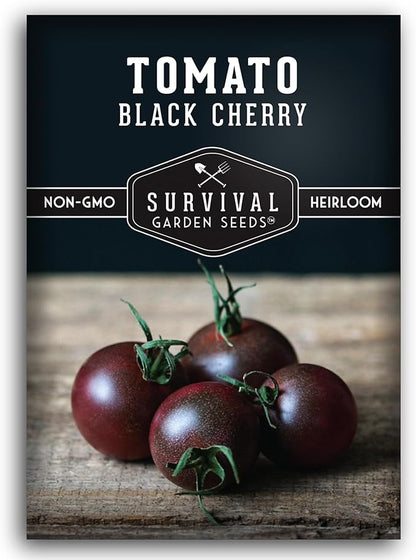 Black Cherry Tomato Seeds for Planting - 1 Seed Packet with Instructions to Plant & Grow Reddish-Purple Cherry Tomatoes in Your Home Vegetable Garden - Non-GMO Heirloom Variety - Survival Garden Seeds