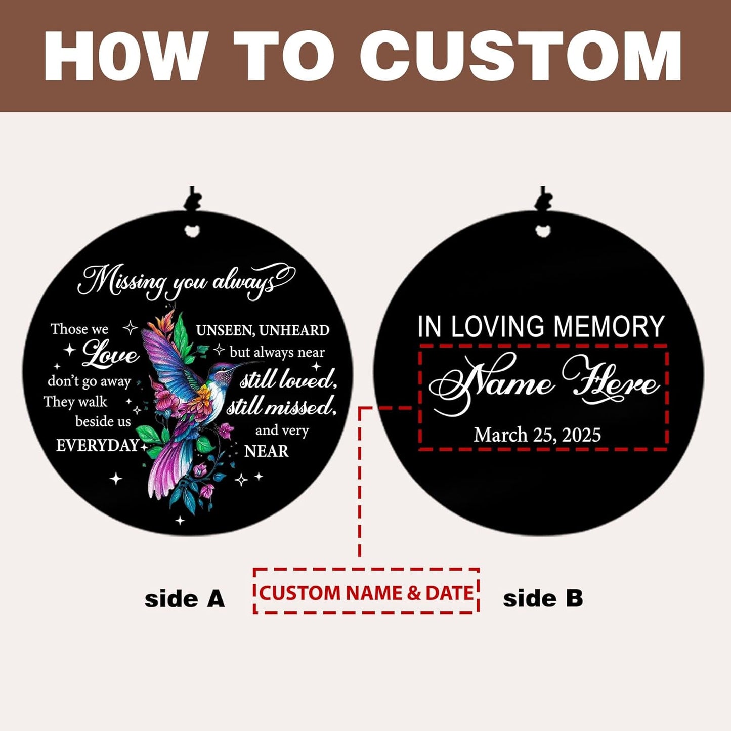 Personalized 36" Memorial Wind Chimes, Bereavement Gift to Honor a Loved One's Remembrance, Sympathy Gift for Loss of Mother Father Husband, for Outdoor Garden