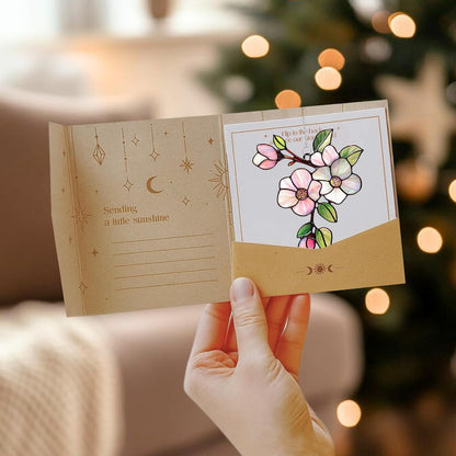 Magnolia Flower Acrylic Suncatcher Stained Glass Effect Window Car Hanging Christmas Ornament Indoor Outdoor Decor Garden Sun Catcher Panel Gifts for Flower Lover for Women Mom Grandma