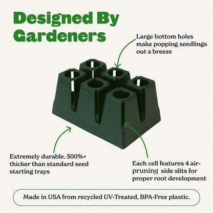 Epic Gardening Reusable Seed Starter Tray - Easy Watering Seed Starting Trays - Gardener Friendly Plant Trays for Seedlings | UV-Treated & BPA-Free -6-Cell Seed Starting Trays - 6 Trays/Sage Green
