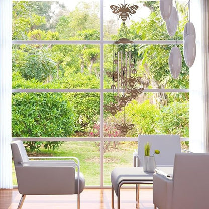 Outdoor Bees Wind Chimes Decor, Portable Mobile Wind Catcher, Sympathy Wind Bells, Memorial Gifts for Mom, Housewarming, Blessing WindChimes(Outside/Indoor/Home/Room/Porch/Yard/Tree/Garden Decorate)