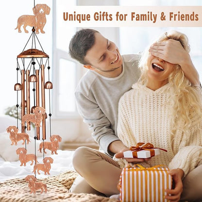 Dachshund Wind Chimes for Outside, Metal Windchimes Outdoors, Dachshund Gifts for Women/Men, Memorial/Birthday Gifts, Garden Decor for Outside, Patio or Yard, Durable Chimes for Outdoors