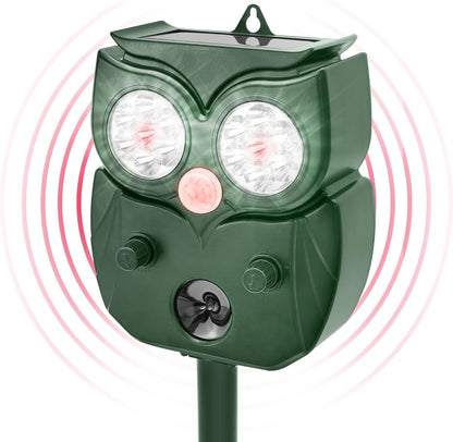 Solar Animal Repellent Outdoor, Ultrasonic Deer Repeller, Raccoon, Squirrel Deterrent Device, Waterproof Motion Detection, Rodent Against Rabbit, Skunk for Garden, Lawn, Farm Use