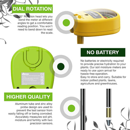 Gardtech Soil Moisture Meter - 4-in-1 Soil Test Kit Without Battery, Soil Moisture/Light/Nutrients/pH Meter for Plant, Garden, Lawn, Indoor & Outdoor (White)
