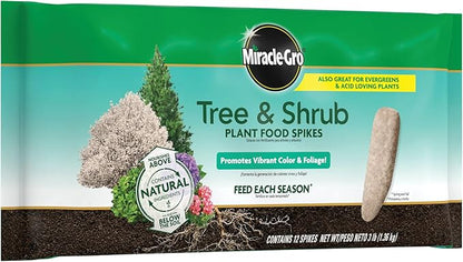 Miracle-Gro Tree and Shrub Plant Food Spikes, For Deciduous, Flowering and Evergreen Trees, 12 Spikes