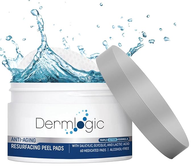 Anti Aging Resurfacing Peel Pads - Contains Salicylic, Glycolic, & Lactic for Face, Neck & Décolleté. Exfoliates, Brightens, Tones the Skin & Reduces Dark Spot, Fine Lines & Wrinkles for Radiant Glow.