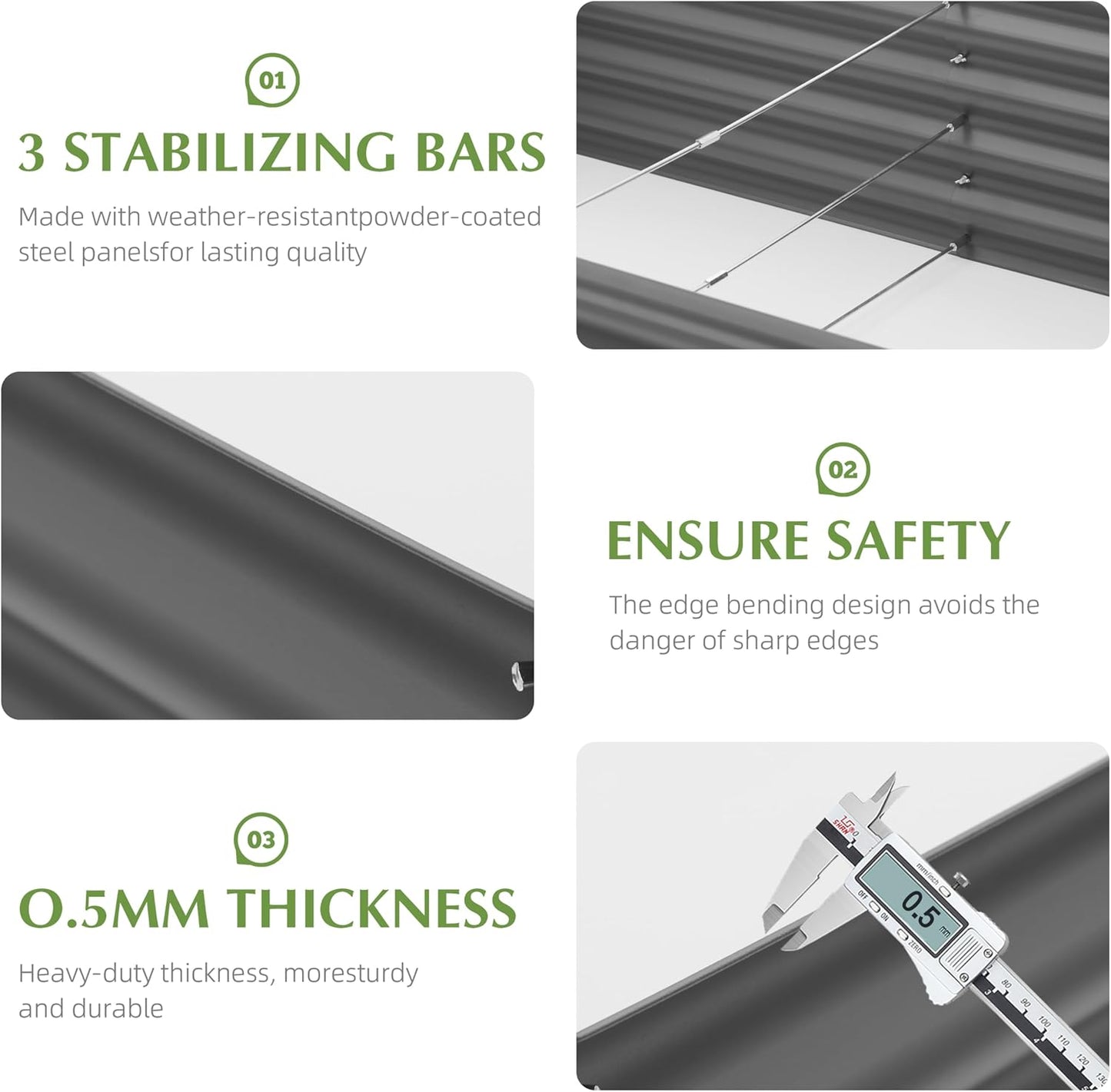 DDK Galvanized Raised Garden Bed, Outdoor Planter Bed, 6x3x1.5ft Metal Planter Box for Gardening and Planting,GD