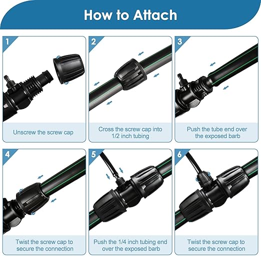 Drip Irrigation Fittings: 1/2 Inch Drip Tubing (1/2" ID x 0.65" OD) to 1/4 inch Irrigation Tubing Anti-Drop Locked Barbed Reducing Tee for Gardening Landscape (Pack of 10)