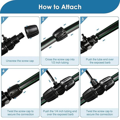 Drip Irrigation Fittings: 1/2 Inch Drip Tubing (1/2" ID x 0.65" OD) to 1/4 inch Irrigation Tubing Anti-Drop Locked Barbed Reducing Tee for Gardening Landscape (Pack of 10)