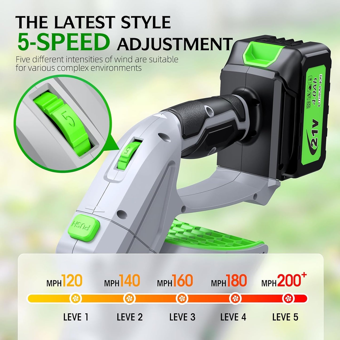 Electric Leaf Blower Cordless, 900,000 RPM, 2 x 4.0Ah Batteries & Charger, Handheld Leaf Blowers for Lawn Care, 5 Speed Mode, Portable Lightweight Grass Blower for Yard, Patio & Outdoor Use