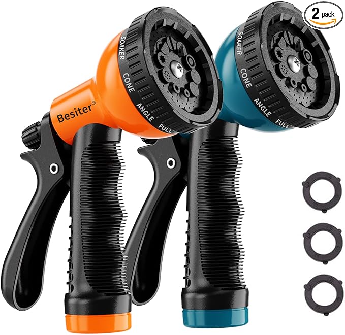 Garden Hose Nozzle Sprayer: 2 Pack 10 Watering Patterns Spray Nozzles Heavy Duty Hose Head Hose Attachment